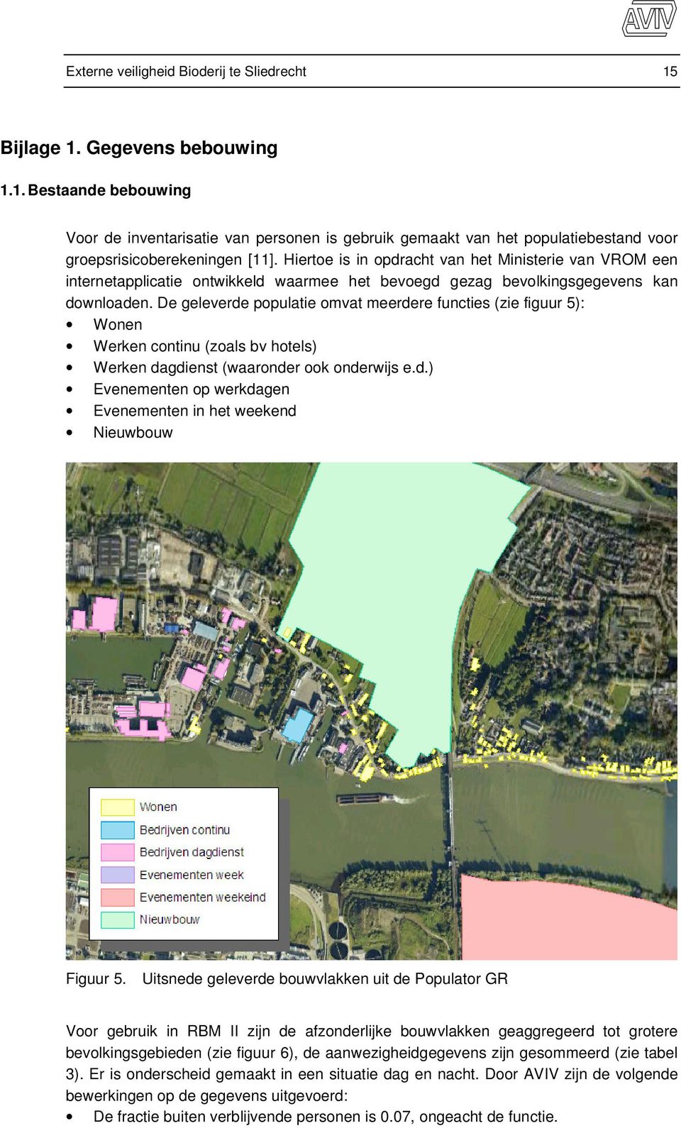 De geleverde populatie omvat meerdere functies (zie figuur 5): Wonen Werken continu (zoals bv hotels) Werken dagdienst (waaronder ook onderwijs e.d.) Evenementen op werkdagen Evenementen in het weekend Nieuwbouw Figuur 5.