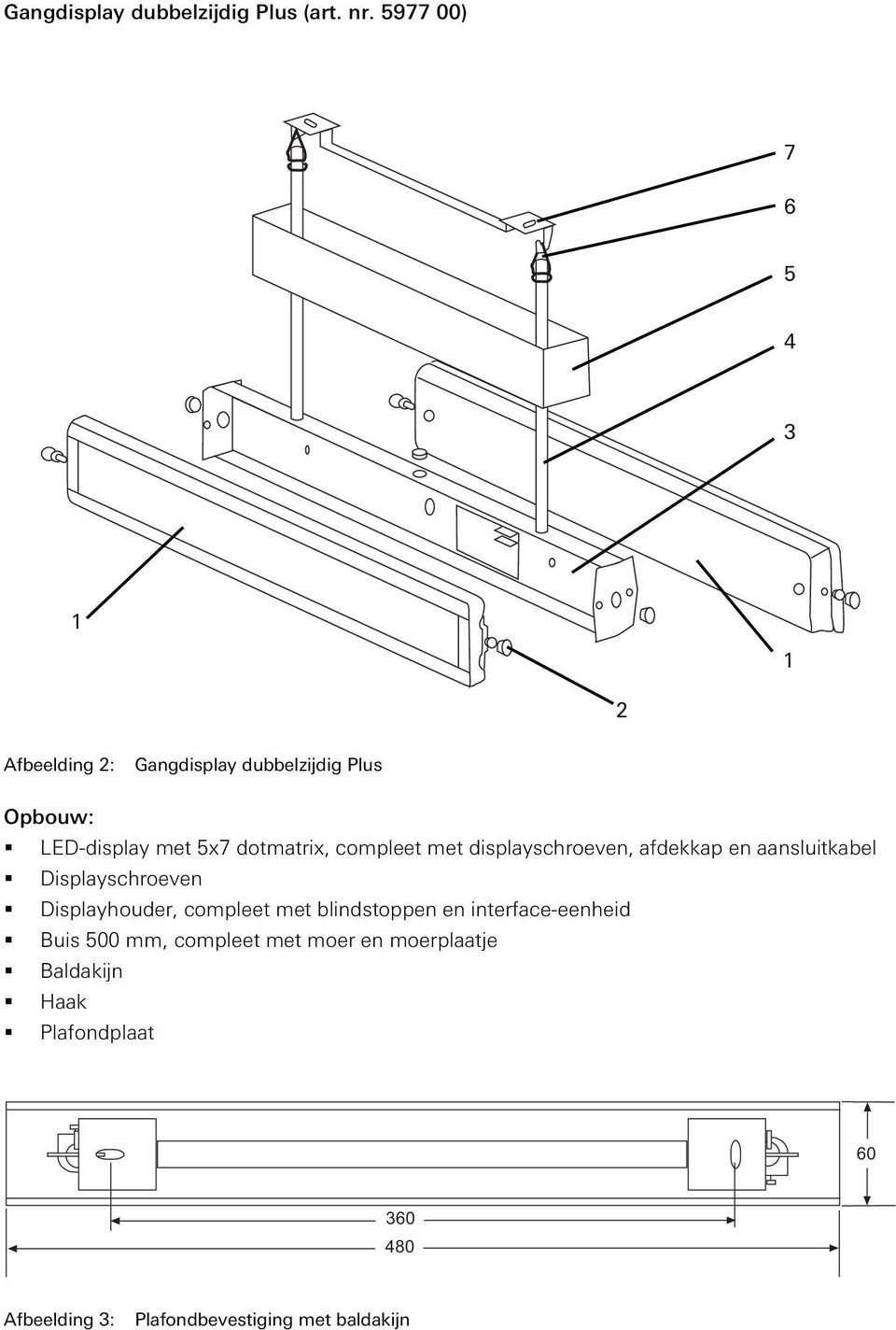 dotmatrix, compleet met displayschroeven, afdekkap en aansluitkabel Displayschroeven Displayhouder,