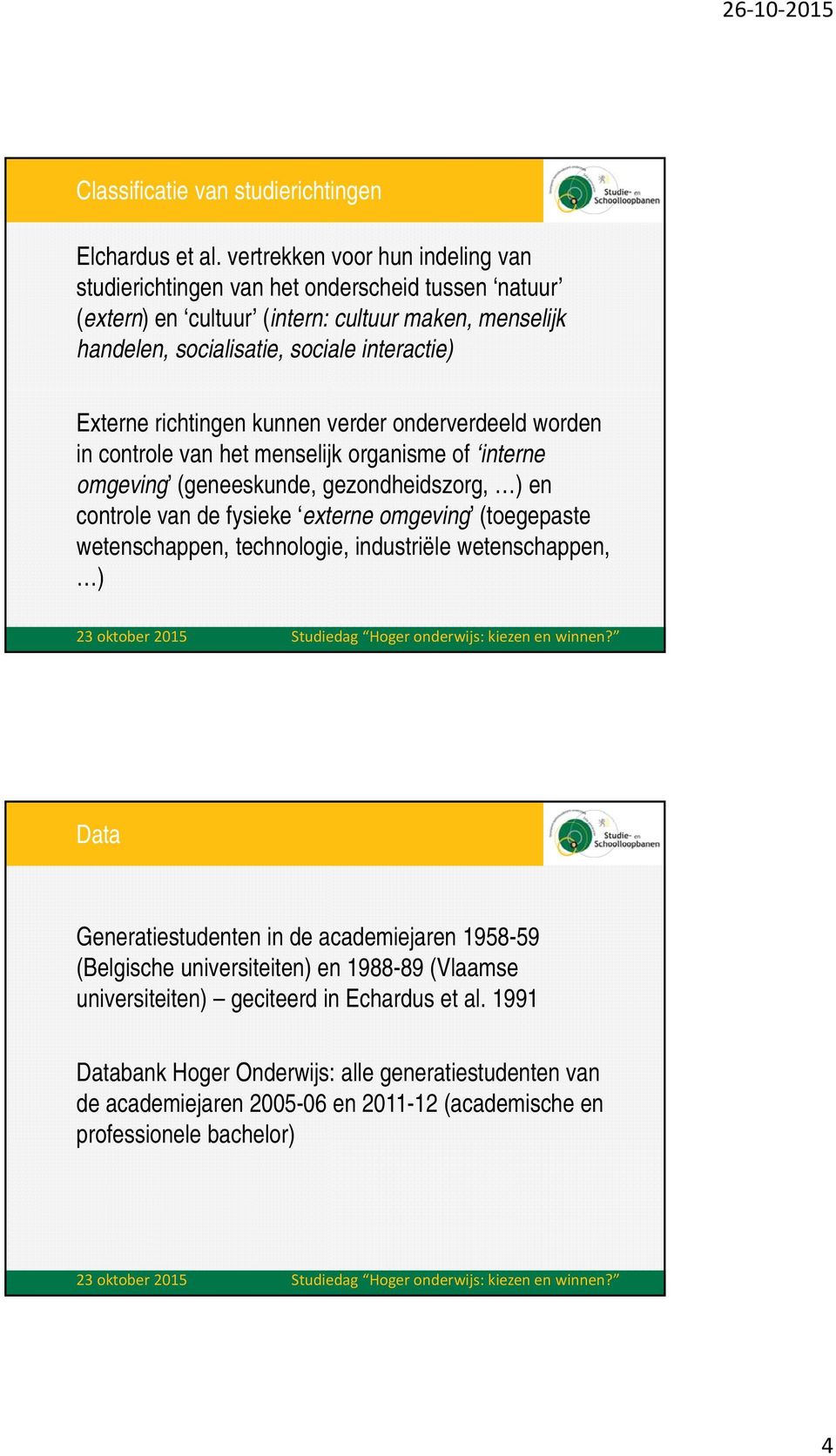 richtingen kunnen verder onderverdeeld worden in controle van het menselijk organisme of interne omgeving (geneeskunde, gezondheidszorg, ) en controle van de fysieke externe omgeving