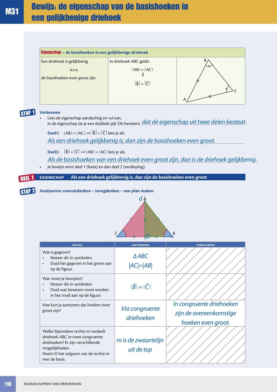 eel: = = lees je als: ls een driehoek gelijkbenig is, dan zijn de basishoeken even groot.... eel: = = lees je als: ls de basishoeken van een driehoek even groot zijn, dan is de driehoek gelijkbenig.