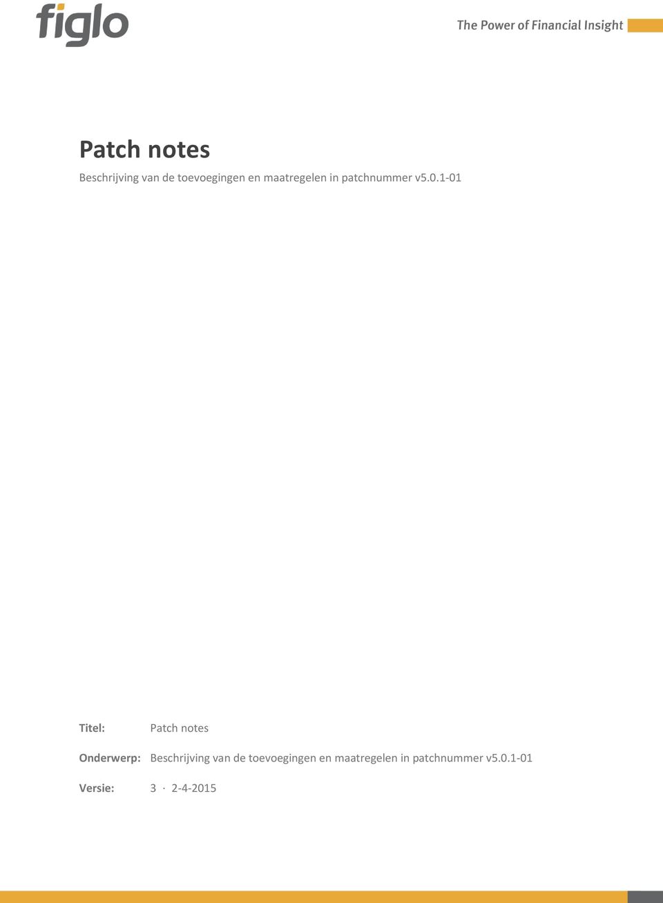 1-01 Titel: Patch notes Onderwerp: Beschrijving van