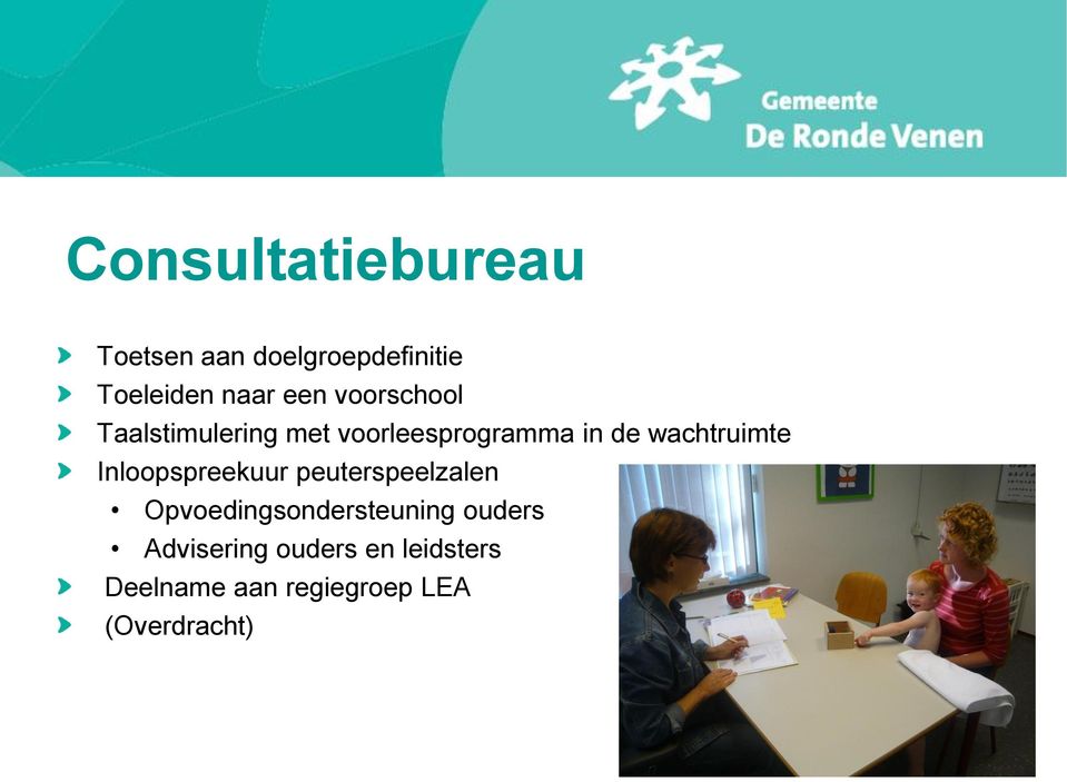 Inloopspreekuur peuterspeelzalen Opvoedingsondersteuning ouders