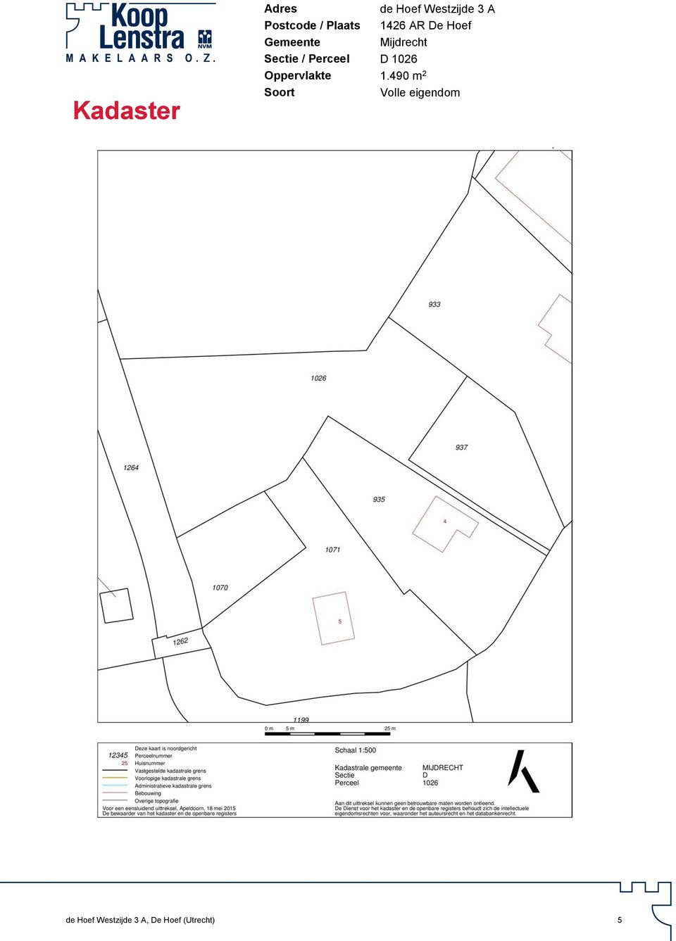 / Perceel D 1026 Oppervlakte 1.