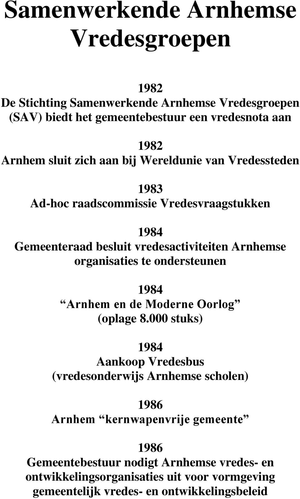 organisaties te ondersteunen 1984 Arnhem en de Moderne Oorlog (oplage 8.