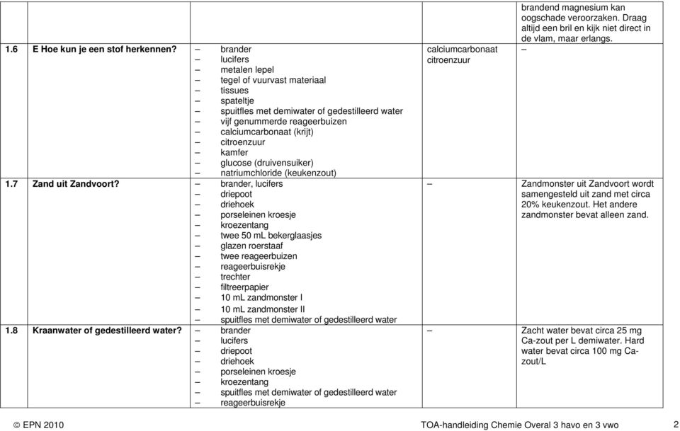 (druivensuiker) natriumchloride (keukenzout) 1.7 Zand uit Zandvoort?