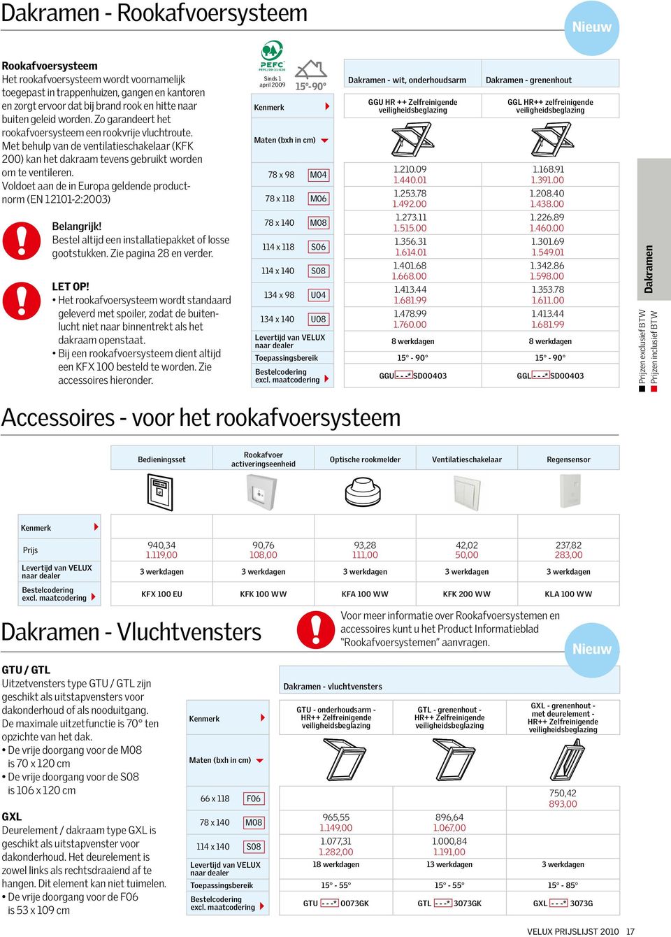 Voldoet aan de in Europa geldende productnorm (EN 12101-2:2003) Belangrijk! Bestel altijd een installatiepakket of losse gootstukken. Zie pagina 28 en verder. LET OP!