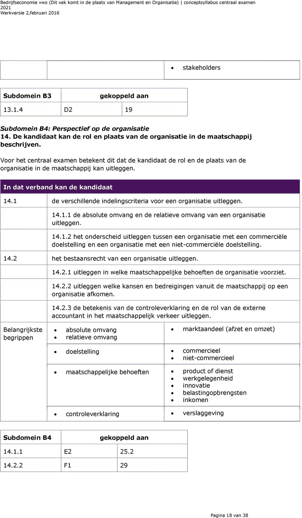 1 de verschillende indelingscriteria voor een organisatie uitleggen. 14.1.1 de absolute omvang en de relatieve omvang van een organisatie uitleggen. 14.1.2 het onderscheid uitleggen tussen een organisatie met een commerciële doelstelling en een organisatie met een niet-commerciële doelstelling.