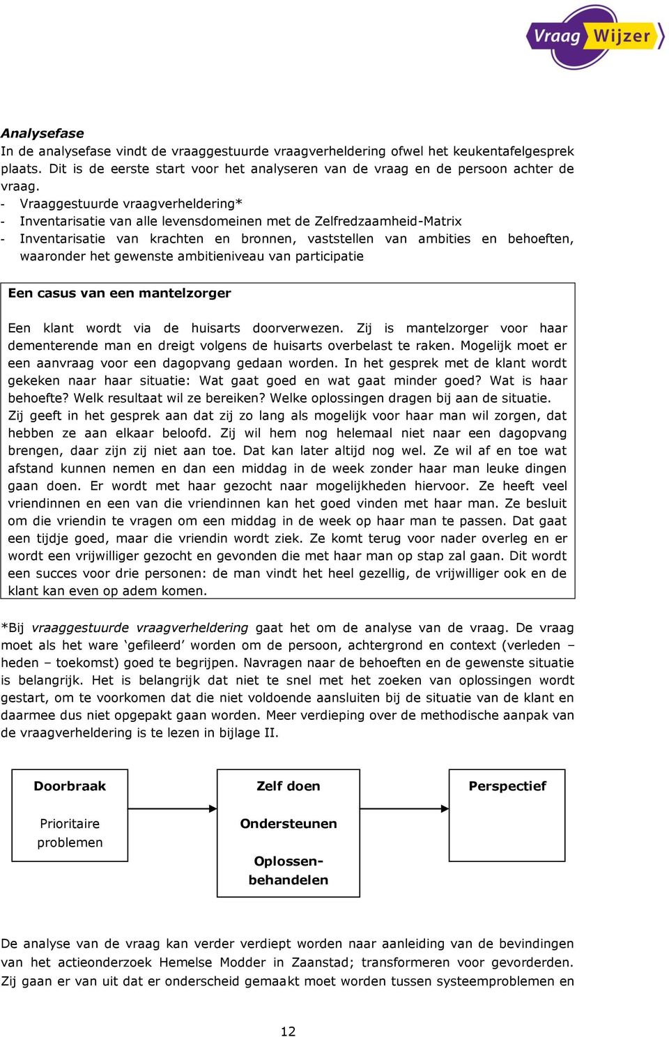 het gewenste ambitieniveau van participatie Een casus van een mantelzorger Een klant wordt via de huisarts doorverwezen.