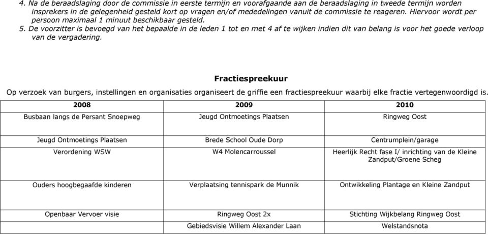 De voorzitter is bevoegd van het bepaalde in de leden 1 tot en met 4 af te wijken indien dit van belang is voor het goede verloop van de vergadering.