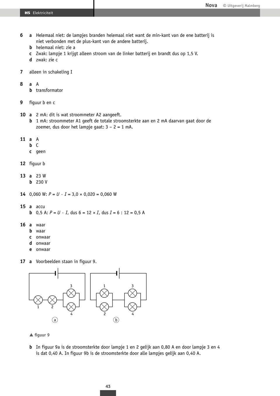 d zwak: zie c 7 alleen in schakeling I 8 a A b transformator 9 figuur b en c 10 a 2 ma: dit is wat stroommeter A2 aangeeft.