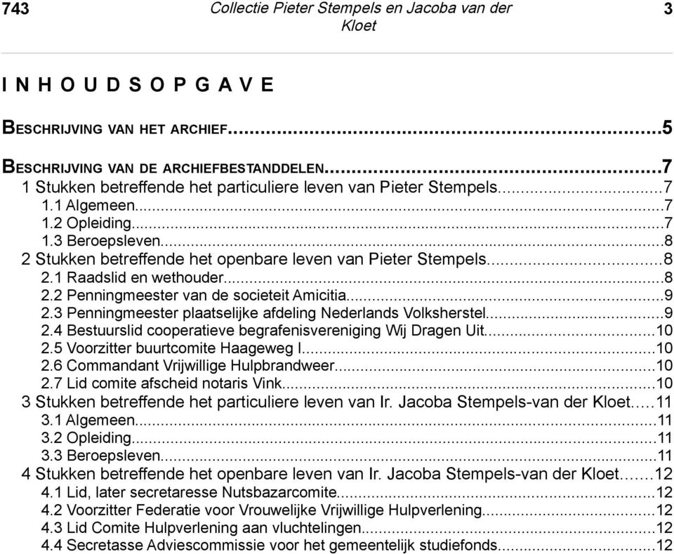 ..8 2.2 Penningmeester van de societeit Amicitia...9 2.3 Penningmeester plaatselijke afdeling Nederlands Volksherstel...9 2.4 Bestuurslid cooperatieve begrafenisvereniging Wij Dragen Uit...10 2.