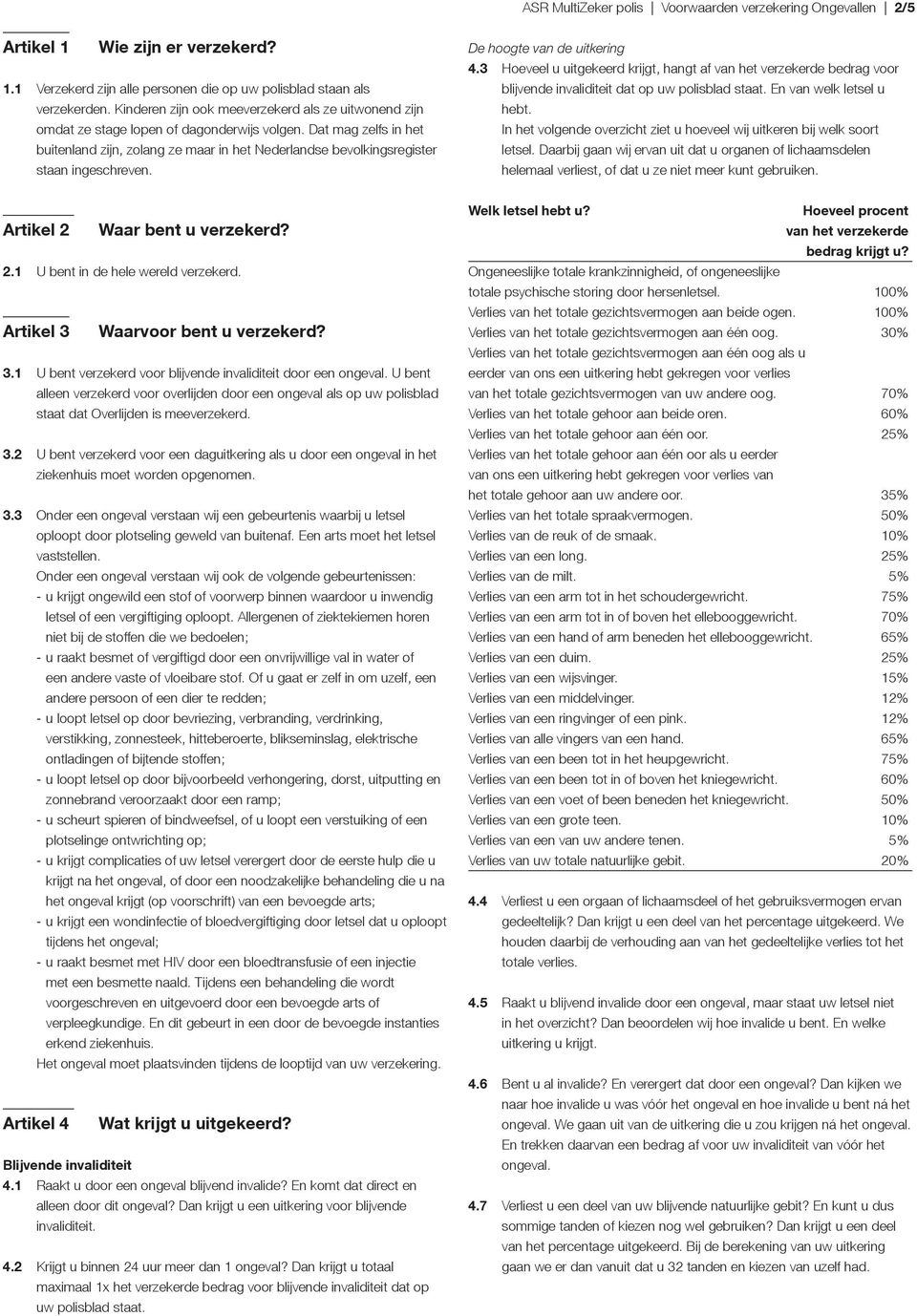 Dat mag zelfs in het buitenland zijn, zolang ze maar in het Nederlandse bevolkingsregister staan ingeschreven. Artikel 2 Waar bent u verzekerd? 2.1 U bent in de hele wereld verzekerd.