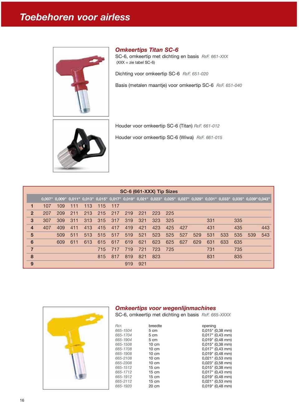 661-015 SC-6 (661-XXX) Tip Sizes 0,007 0,009 0,011 0,013 0,015 0,017 0,019 0,021 0,023 0,025 0,027 0,029 0,031 0,033 0,035 0,039 0,043 1 107 109 111 113 115 117 2 207 209 211 213 215 217 219 221 223