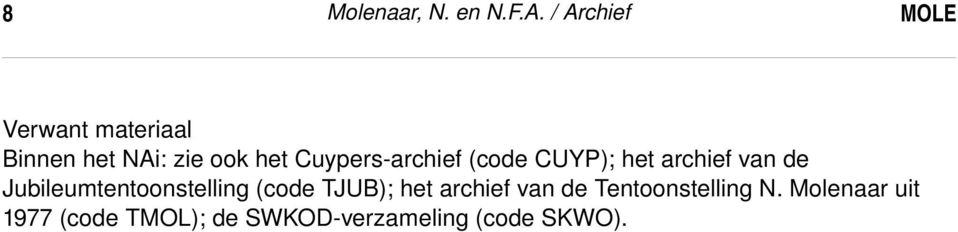 ook het Cuypers archief (code CUYP); het archief van de