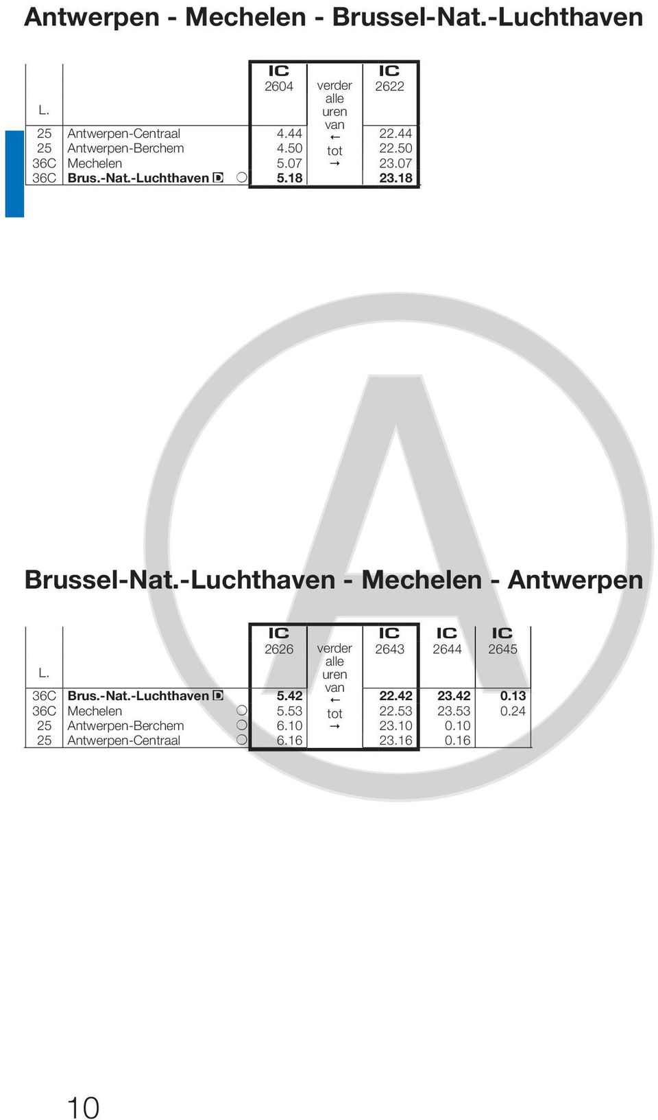 18 3 Brussel-Nat.-Luchthaven - Mechelen - Antwerpen 2626 alle 2643 2644 2645 36C 36C 25 Brus.-Nat.-Luchthaven Mechelen Antwerpen-Berchem + + 5.