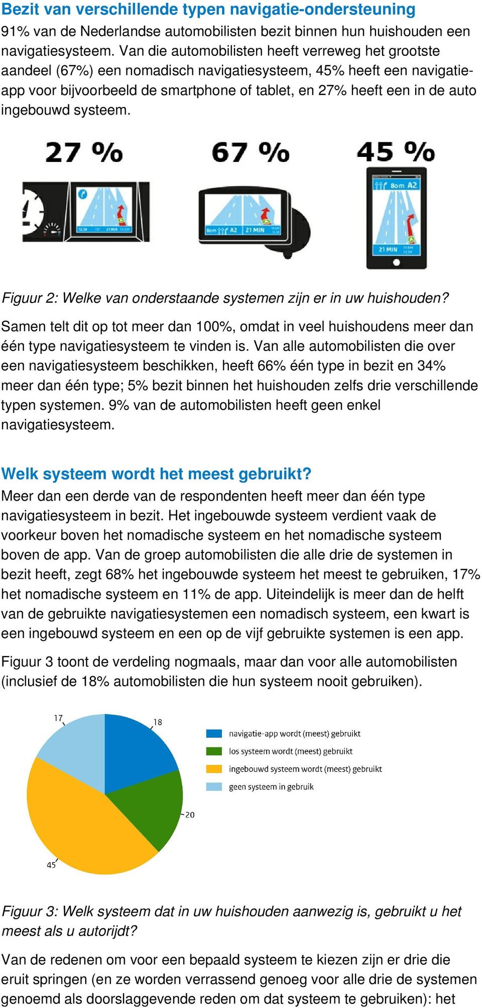 ingebouwd systeem. Figuur 2: Welke van onderstaande systemen zijn er in uw huishouden? Samen telt dit op tot meer dan 100%, omdat in veel huishoudens meer dan één type navigatiesysteem te vinden is.