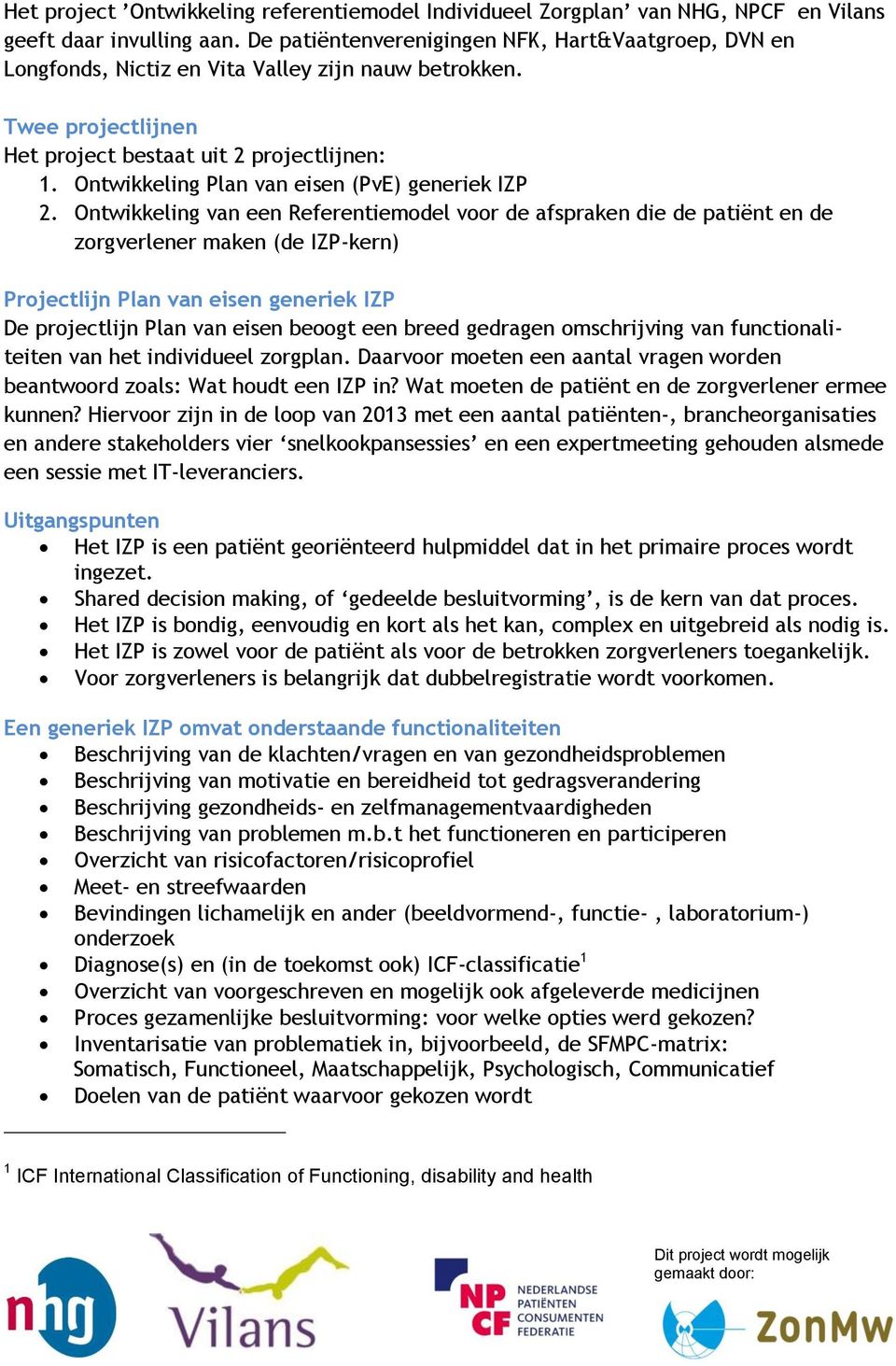 Ontwikkeling Plan van eisen (PvE) generiek IZP 2.