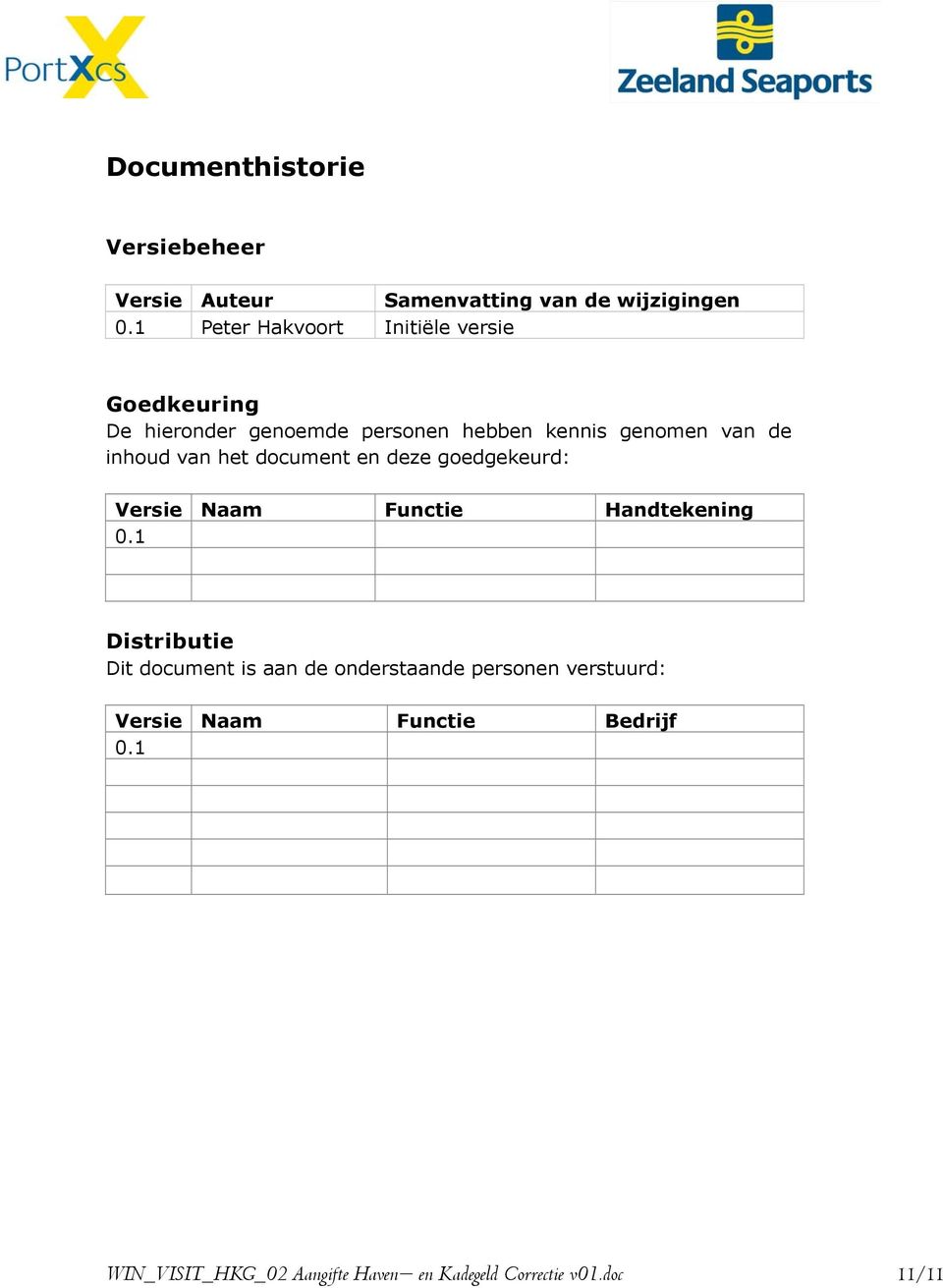 inhoud van het document en deze goedgekeurd: Versie Naam Functie Handtekening 0.