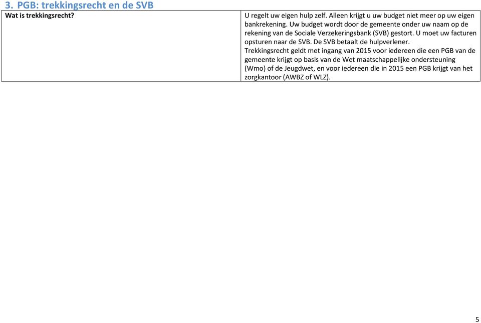 Uw budget wordt door de gemeente onder uw naam op de rekening van de Sociale Verzekeringsbank (SVB) gestort.