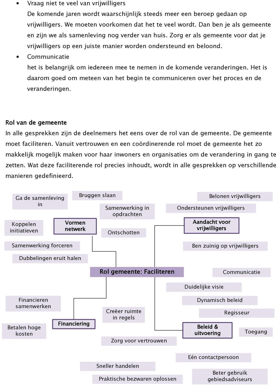 Communicatie het is belangrijk om iedereen mee te nemen in de komende veranderingen. Het is daarom goed om meteen van het begin te communiceren over het proces en de veranderingen.