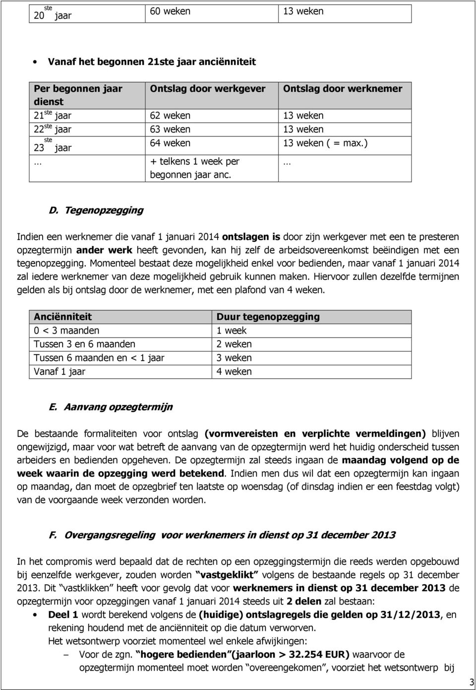 Tegenopzegging Indien een werknemer die vanaf 1 januari 2014 ontslagen is door zijn werkgever met een te presteren opzegtermijn ander werk heeft gevonden, kan hij zelf de arbeidsovereenkomst