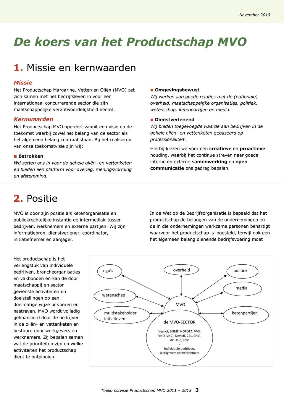 verantwoordelijkheid neemt. Kernwaarden Het Productschap MVO opereert vanuit een visie op de toekomst waarbij zowel het belang van de sector als het algemeen belang centraal staan.