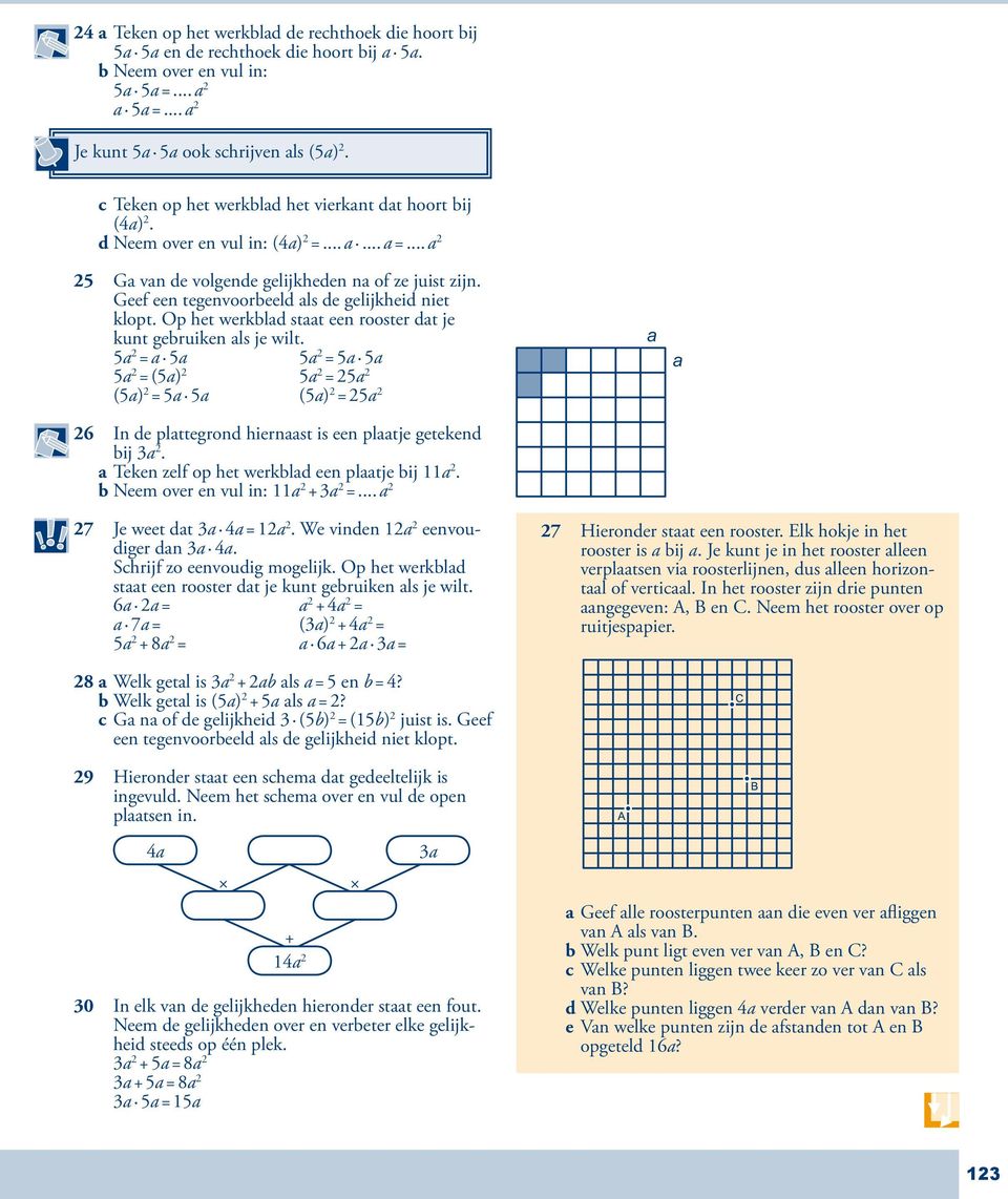 Op het werkld stt een rooster dt je kunt geruiken ls je wilt. 5 2 = 5 5 2 = 5 5 5 2 = (5) 2 5 2 = 25 2 (5) 2 = 5 5 (5) 2 = 25 2 26 In de plttegrond hiernst is een pltje getekend ij 3 2.