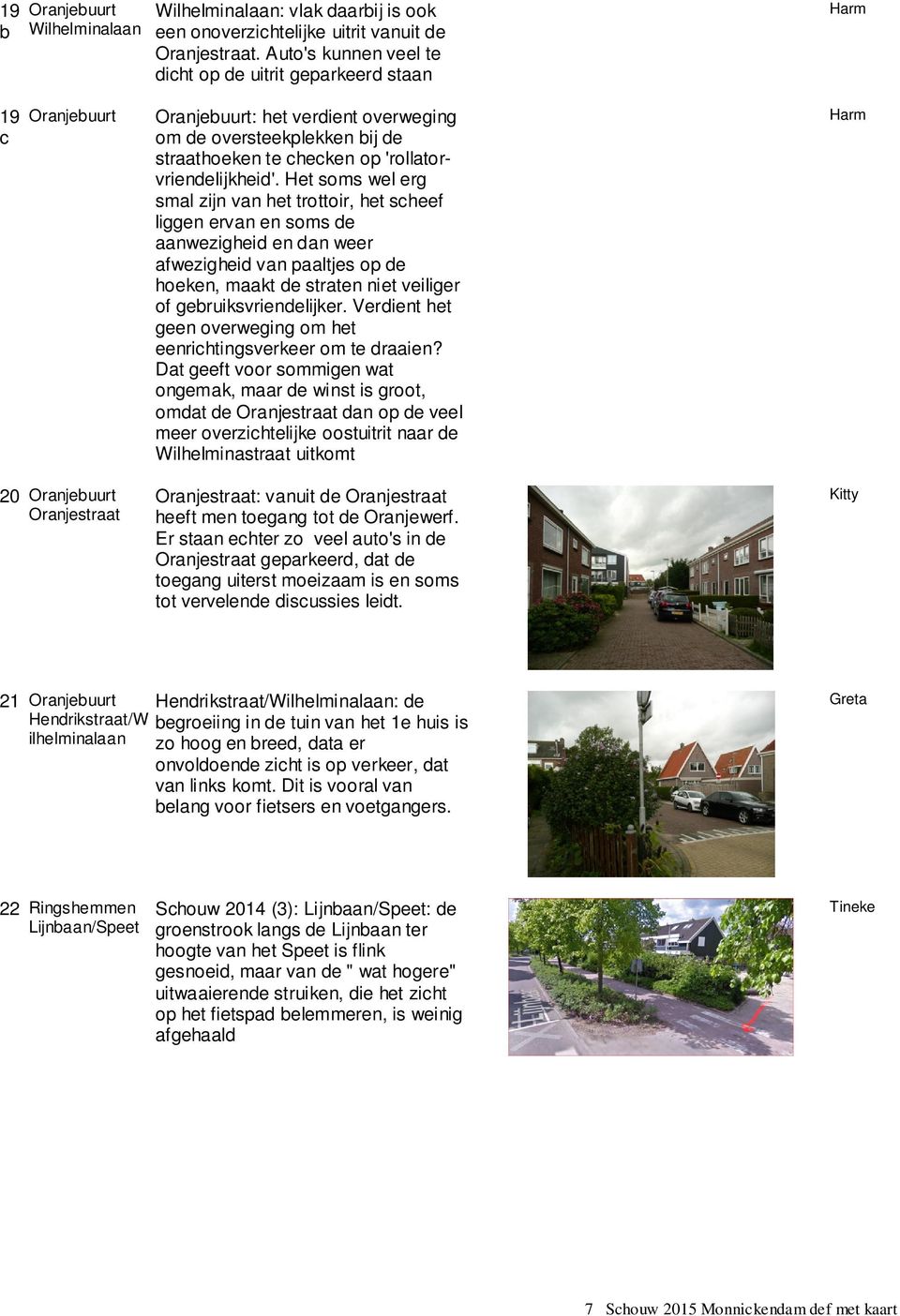 Het soms wel erg smal zijn van het trottoir, het scheef liggen ervan en soms de aanwezigheid en dan weer afwezigheid van paaltjes op de hoeken, maakt de straten niet veiliger of gebruiksvriendelijker.