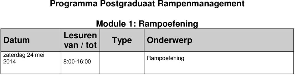 Postgraduaat Rampenmanagement