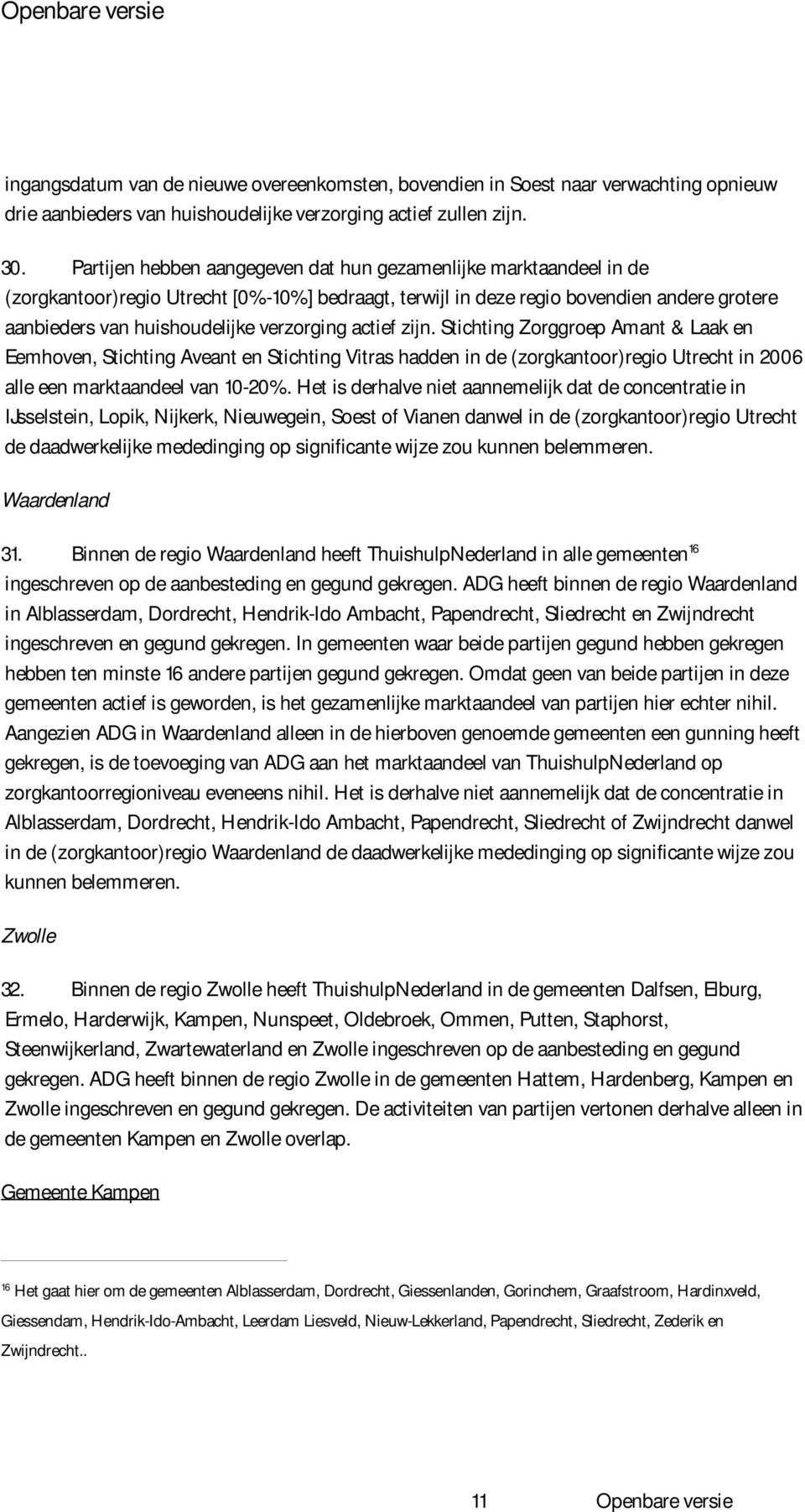 verzorging actief zijn. Stichting Zorggroep Amant & Laak en Eemhoven, Stichting Aveant en Stichting Vitras hadden in de (zorgkantoor)regio Utrecht in 2006 alle een marktaandeel van 10-20%.