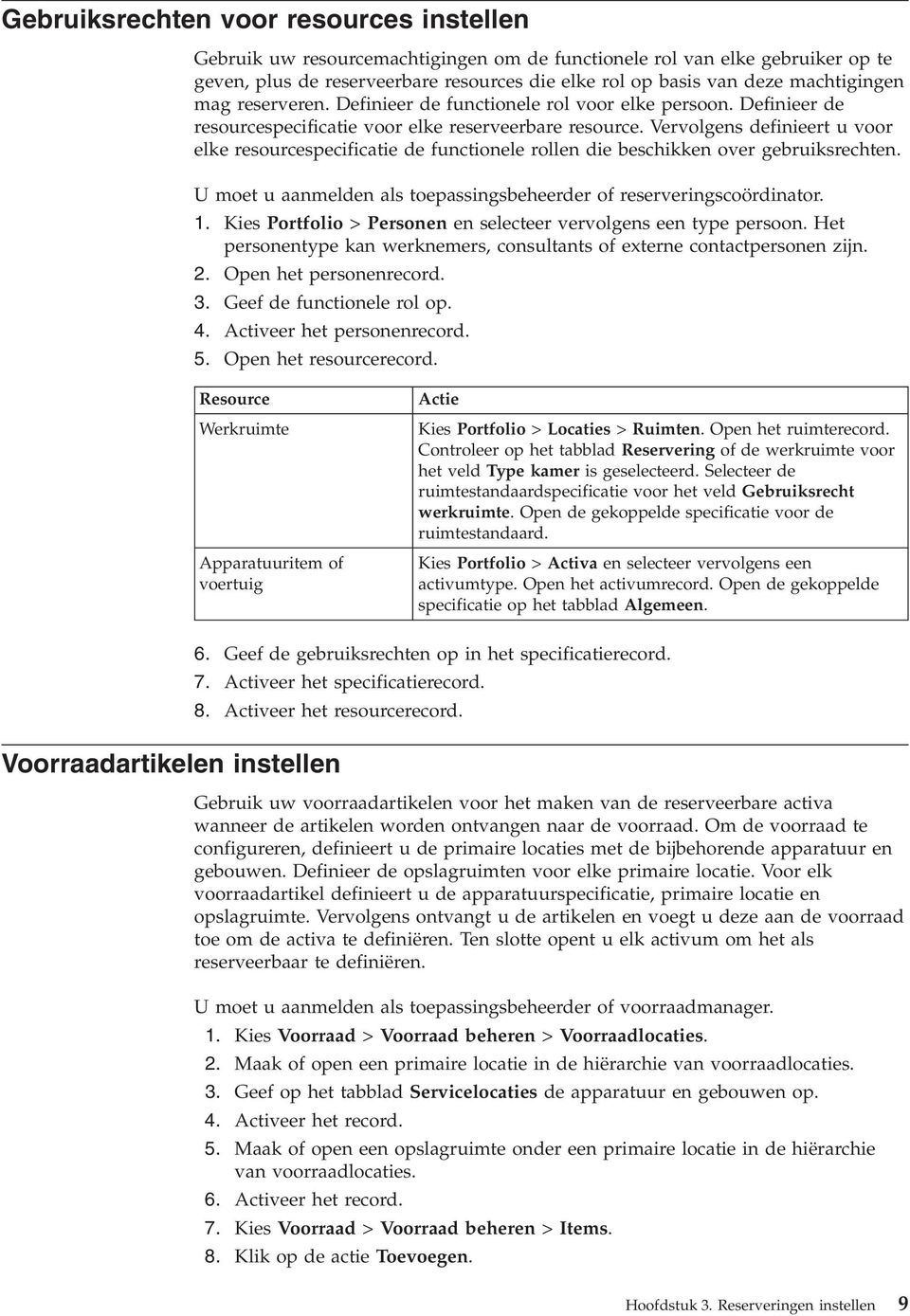 Verolgens definieert u oor elke resourcespecificatie de functionele rollen die beschikken oer gebruiksrechten. U moet u aanmelden als toepassingsbeheerder of resereringscoördinator. 1.