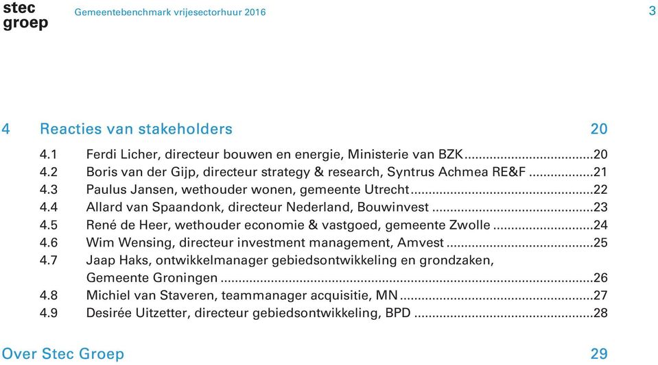5 René de Heer, wethouder economie & vastgoed, gemeente Zwolle... 24 4.6 Wim Wensing, directeur investment management, Amvest... 25 4.