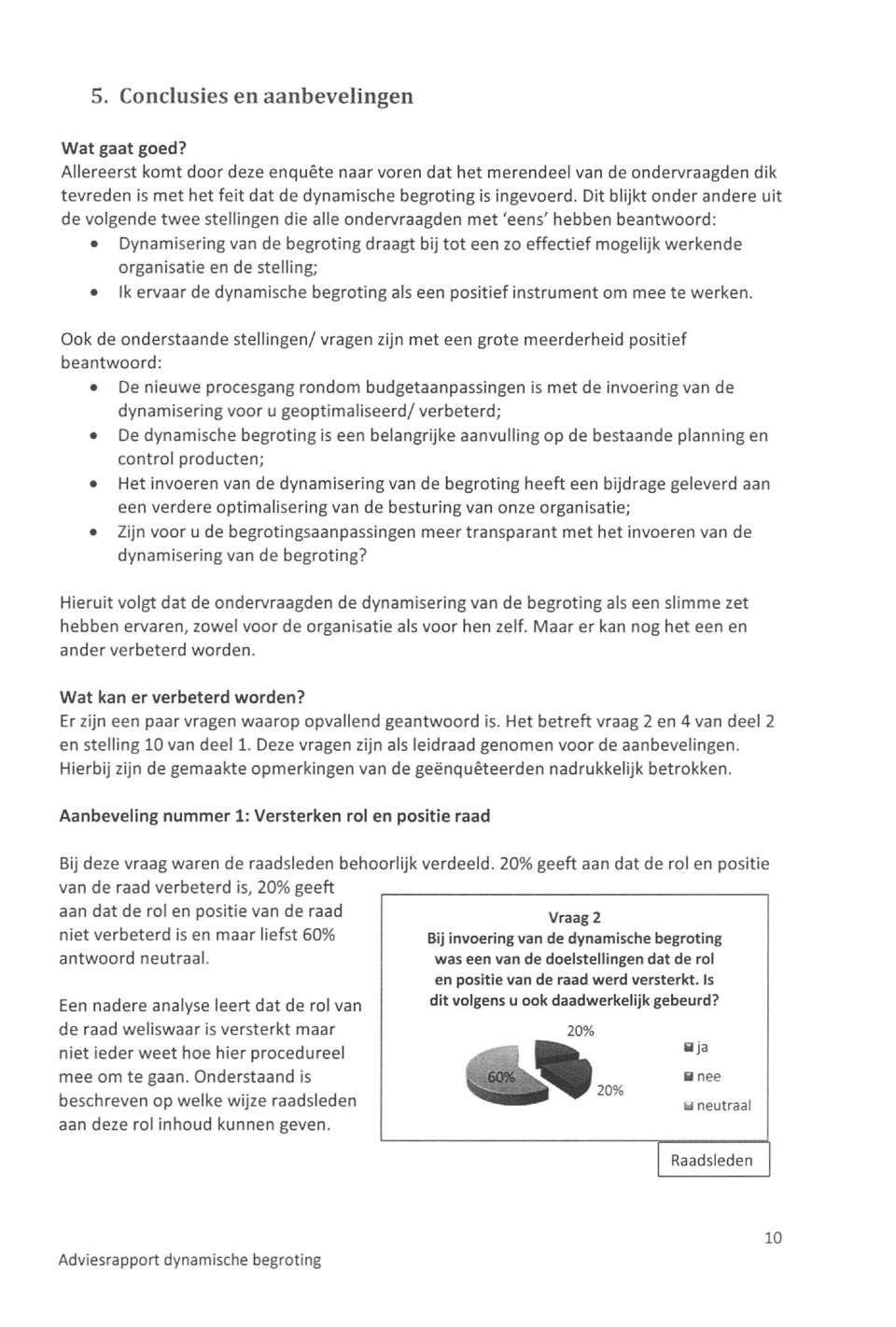 organisatie en de stelling; Ik ervaar de dynamische begroting als een positief instrument om mee te werken.