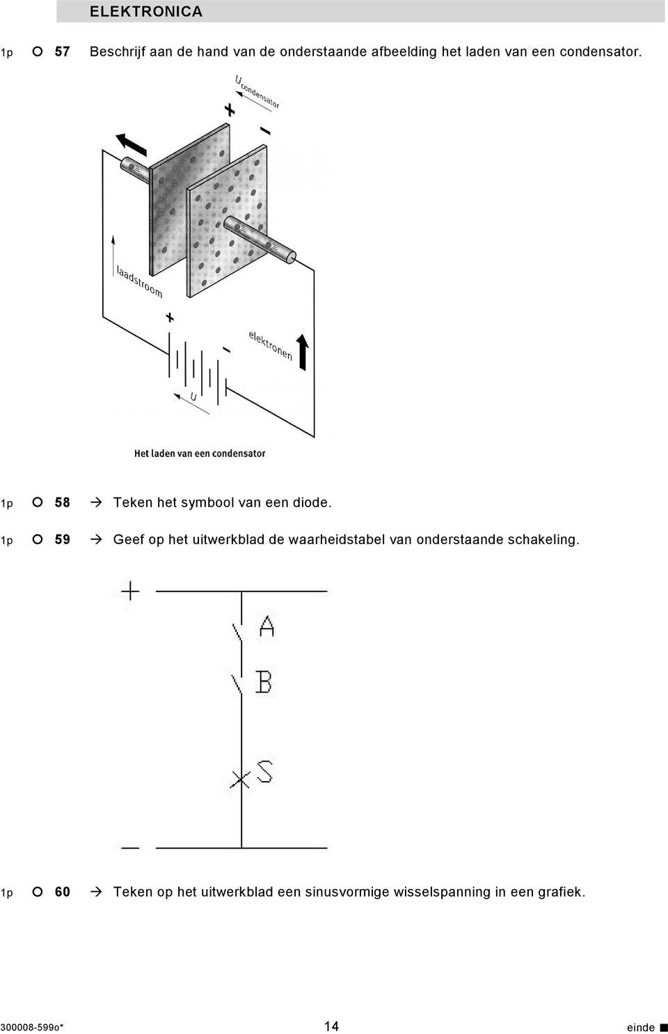 1p 59 Geef op het uitwerkblad de waarheidstabel van onderstaande schakeling.