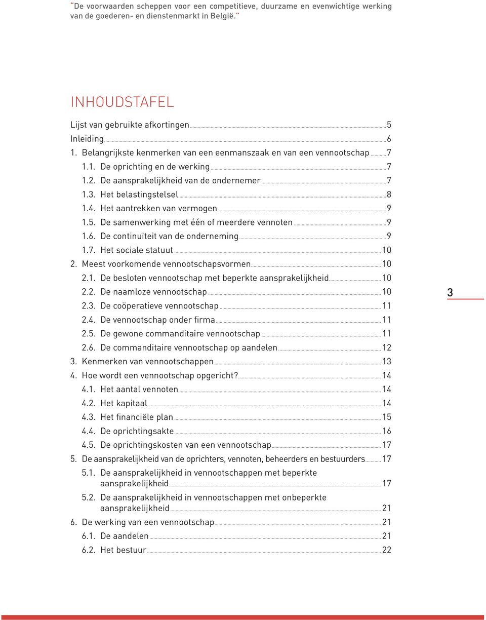 Het aantrekken van vermogen...9 1.5. De samenwerking met één of meerdere vennoten...9 1.6. De continuïteit van de onderneming...9 1.7. Het sociale statuut...10 2.