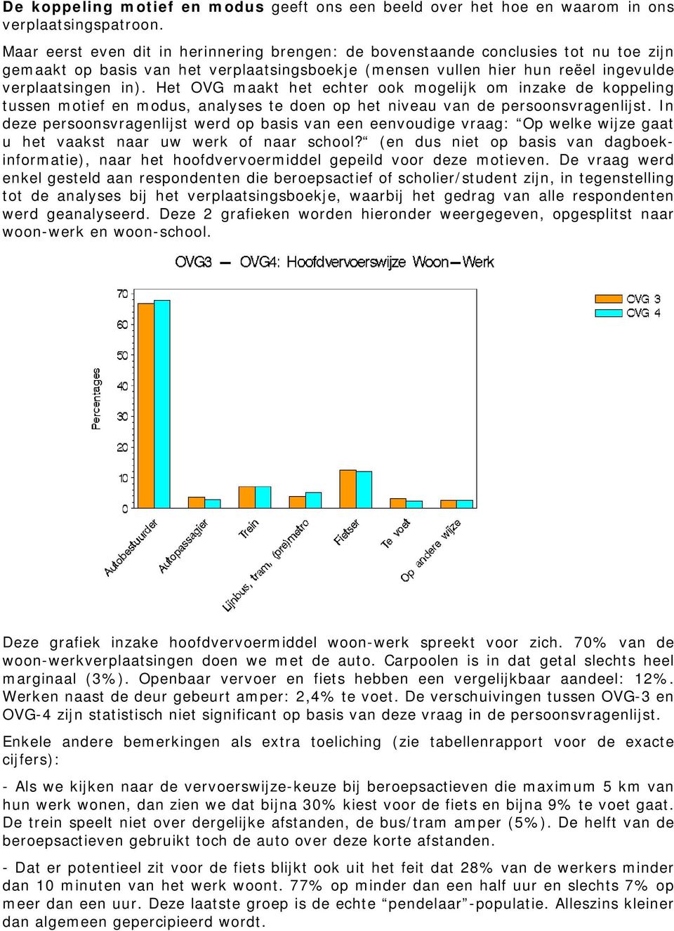 Het OVG maakt het echter ook mogelijk om inzake de koppeling tussen motief en modus, analyses te doen op het niveau van de persoonsvragenlijst.