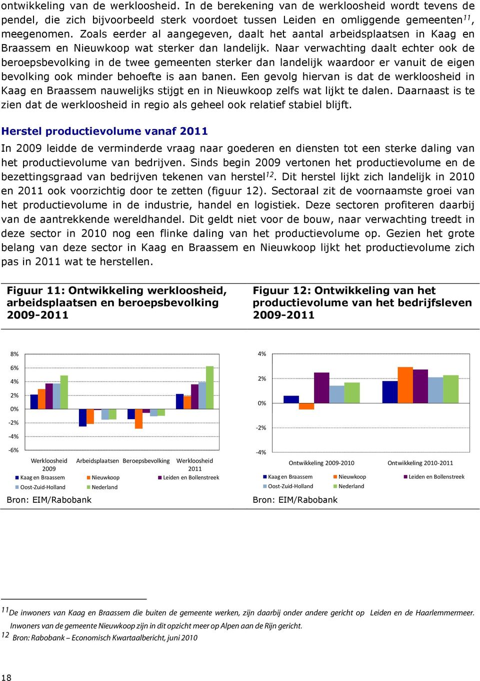 Naar verwachting daalt echter ook de beroepsbevolking in de twee gemeenten sterker dan landelijk waardoor er vanuit de eigen bevolking ook minder behoefte is aan banen.