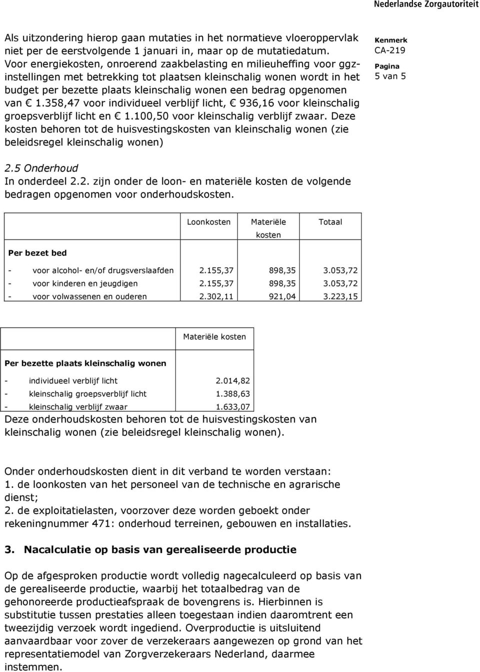 opgenomen van 1.358,47 voor individueel verblijf licht, 936,16 voor kleinschalig groepsverblijf licht en 1.100,50 voor kleinschalig verblijf zwaar.