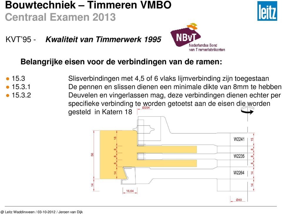 pennen en slissen dienen een minimale dikte van 8mm te hebben Deuvelen en vingerlassen