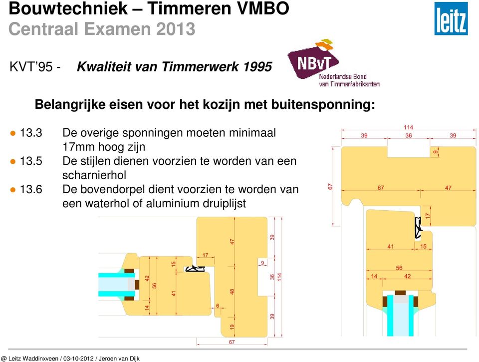 stijlen dienen voorzien te worden van een scharnierhol De