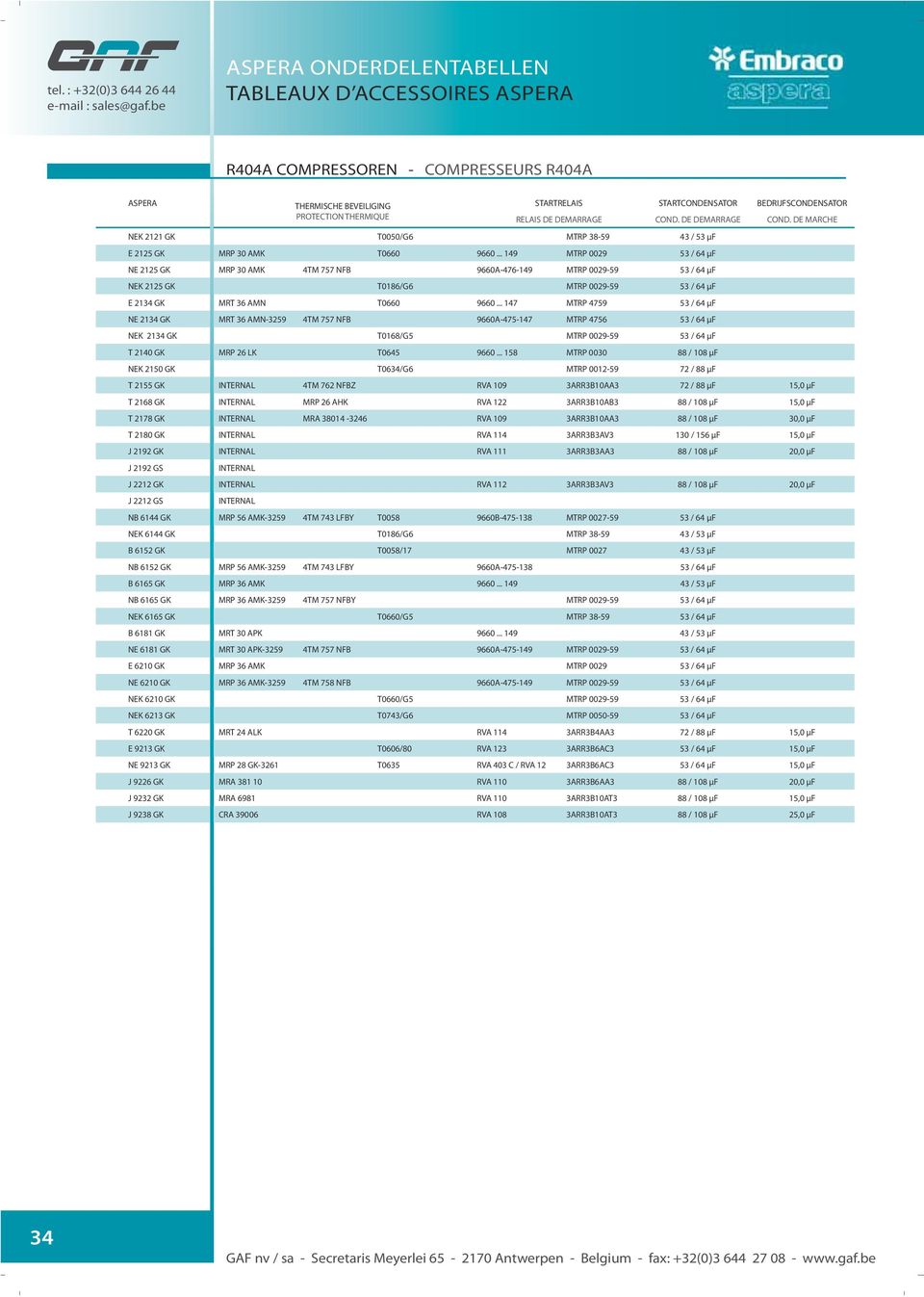 6213 GK T 6220 GK E 9213 GK NE 9213 GK J 9226 GK J 9232 GK J 9238 GK T0050/G6 MTRP 38-59 43 / 53 μf MRP 30 AMK T0660 9660.