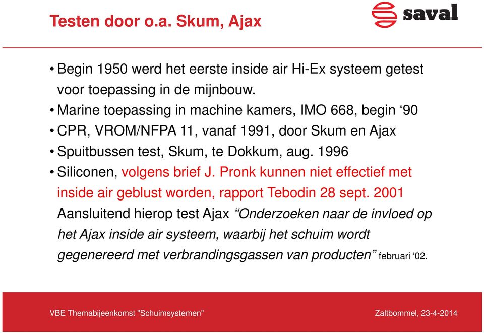 aug. 1996 Siliconen, volgens brief J. Pronk kunnen niet effectief met inside air geblust worden, rapport Tebodin 28 sept.