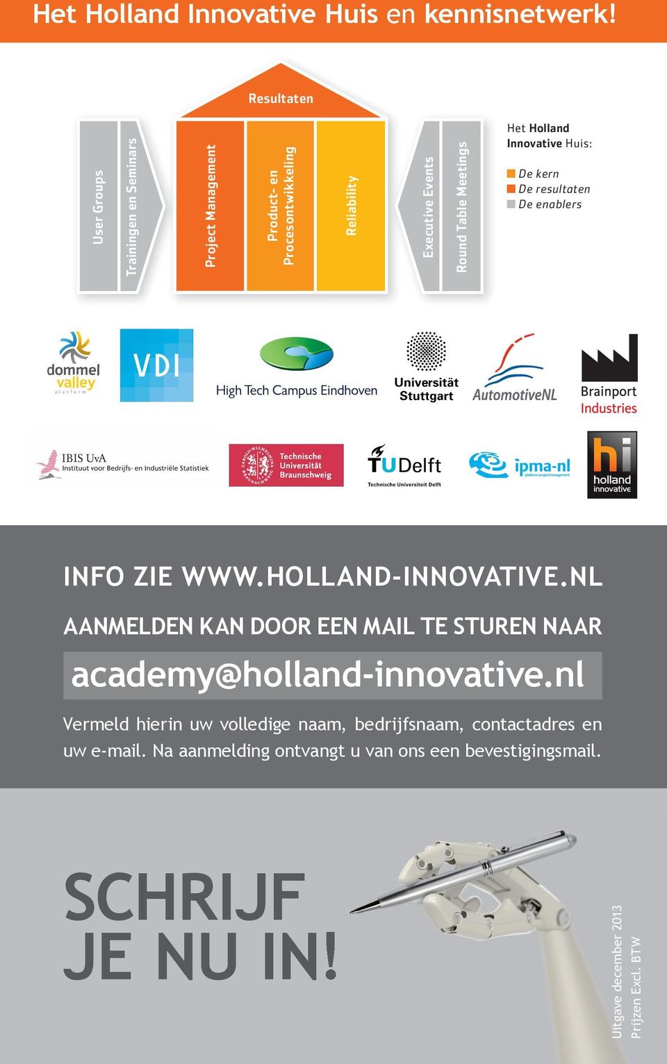Table Meetings Het Holland Innovative Huis: De kern De resultaten De enablers INFO ZIE WWW.HOLLAND-INNOVATIVE.