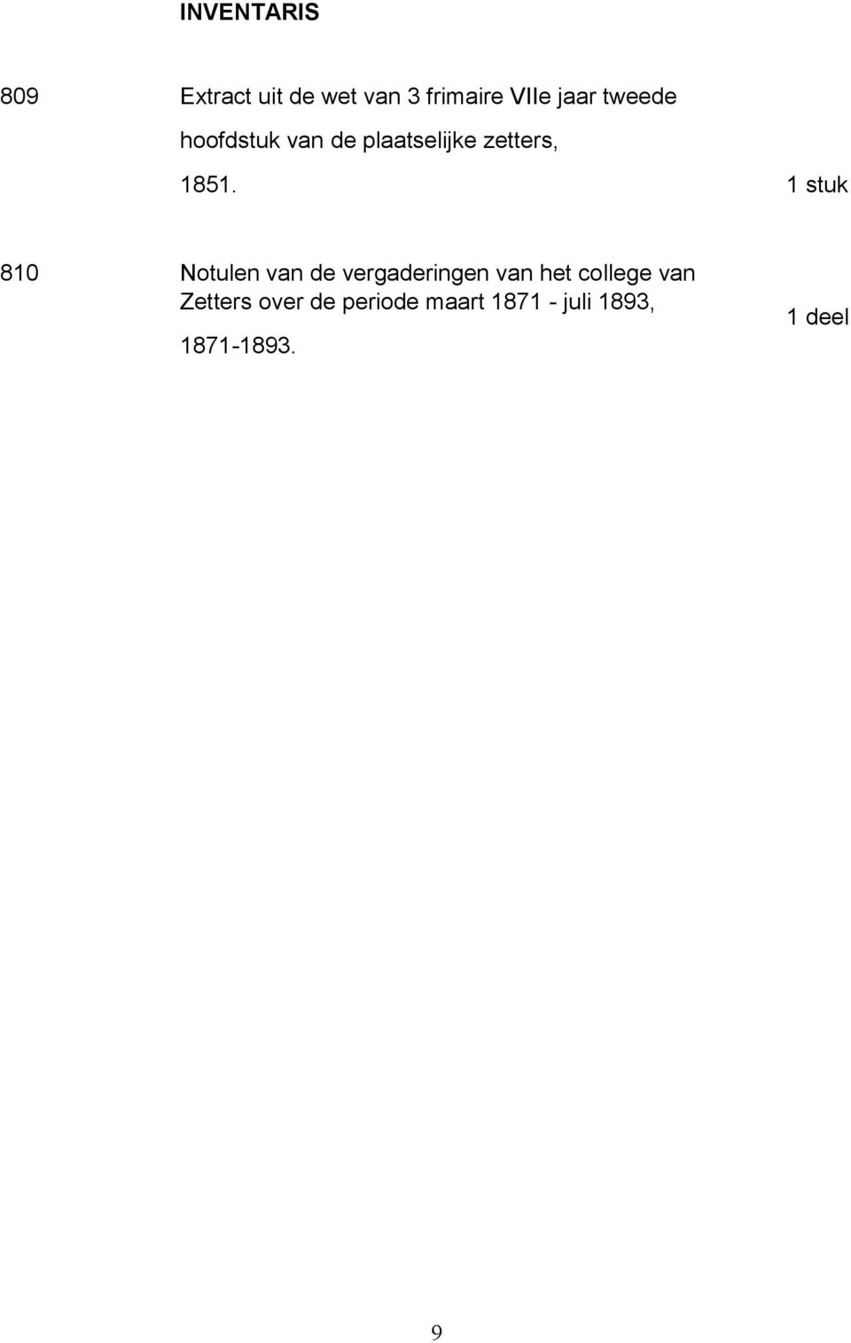 1 stuk 810 Notulen van de vergaderingen van het college van