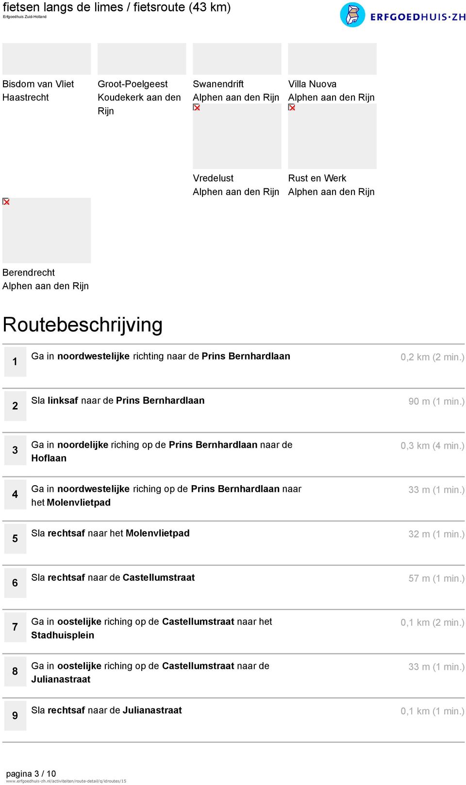 ) 3 Ga in noordelijke riching op de Prins Bernhardlaan naar de Hoflaan 0,3 km (4 min.) 4 Ga in noordwestelijke riching op de Prins Bernhardlaan naar het Molenvlietpad 33 m (1 min.
