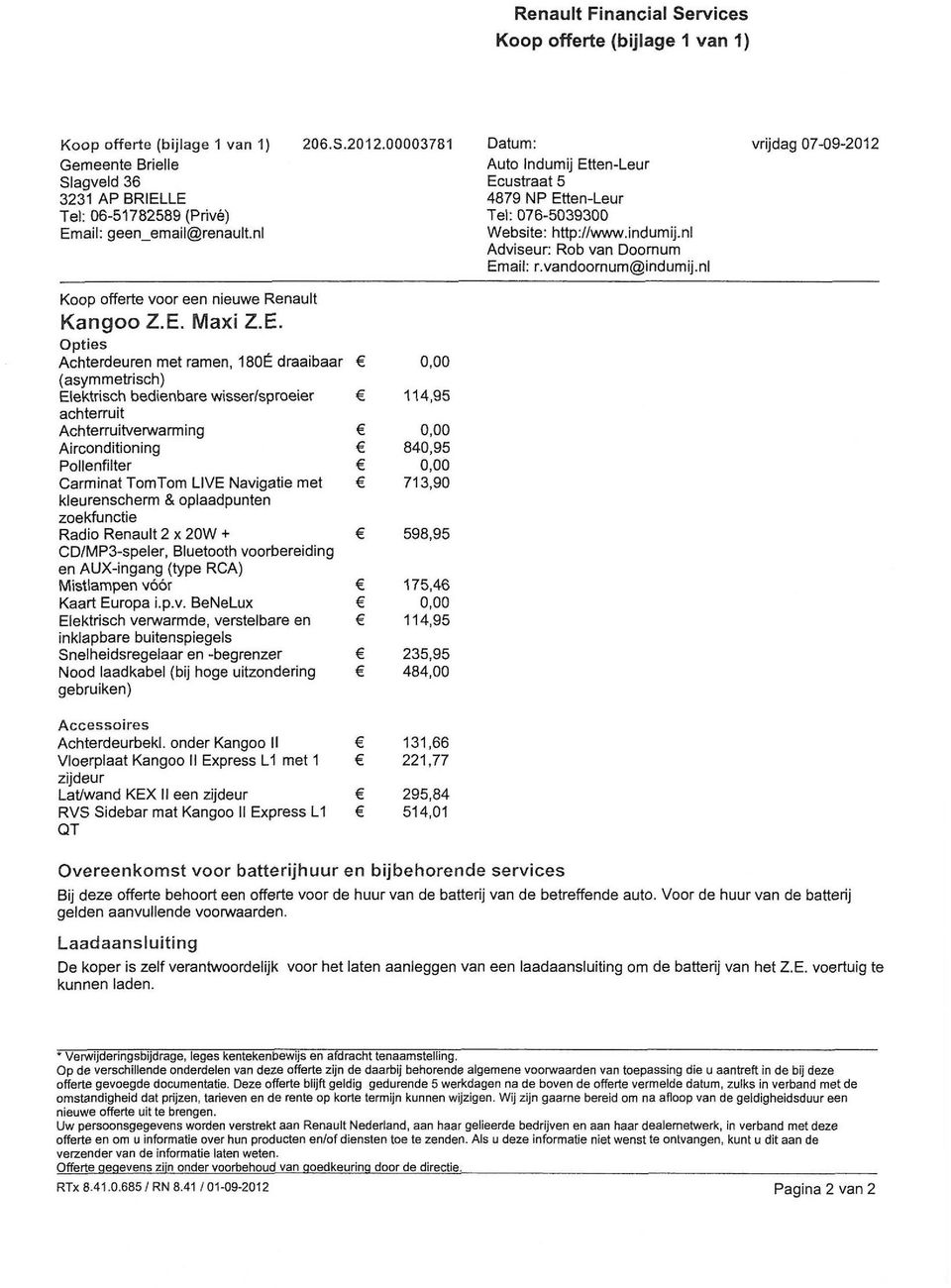 nl vrijdag 07-09-2012 Koop offerte voor een nieuwe Renault Kangoo Z.E.