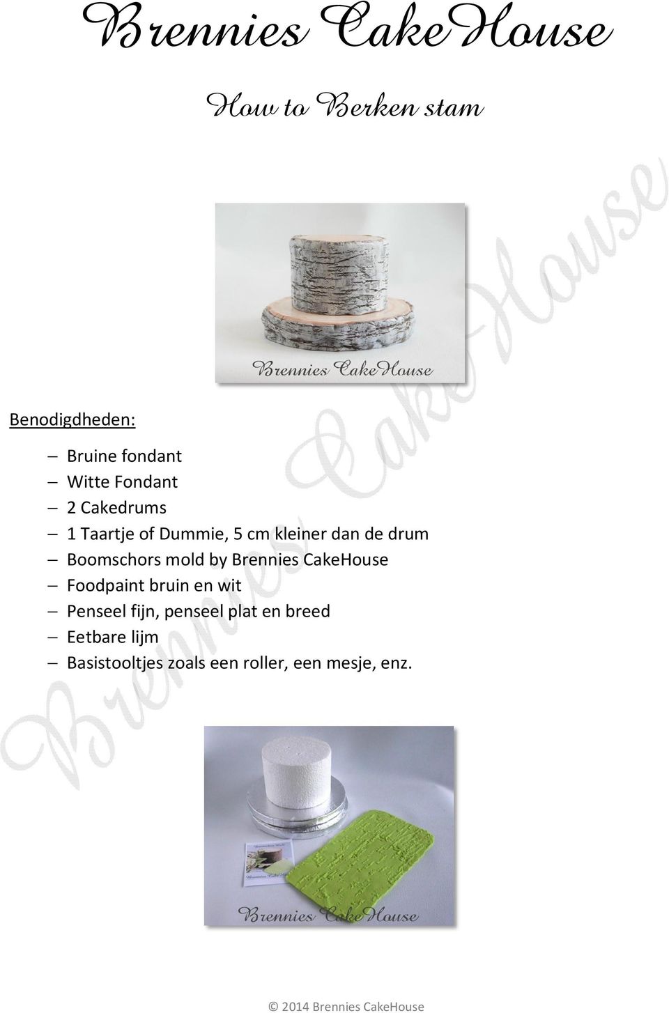 Boomschors mold by Brennies CakeHouse Foodpaint bruin en wit Penseel fijn,