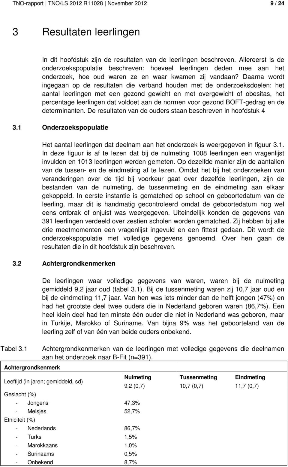 Daarna wrdt ingegaan p de resultaten die verband huden met de nderzeksdelen: het aantal leerlingen met een geznd gewicht en met vergewicht f besitas, het percentage leerlingen dat vldet aan de nrmen