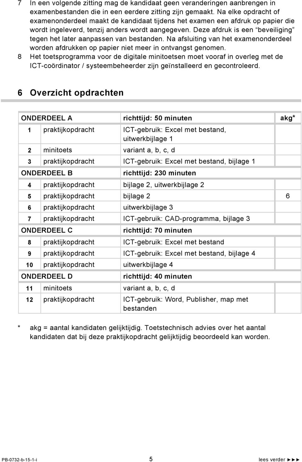 Deze afdruk is een beveiliging tegen het later aanpassen van bestanden. Na afsluiting van het examenonderdeel worden afdrukken op papier niet meer in ontvangst genomen.