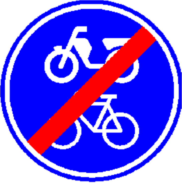 Betekenis: fiets/bromfietspad; verplicht pad voor fietsers en bromfietsers.